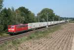 151 055 mit KT 50357 (Maschen Rbf–Mhldorf [Obb]) am 04.09.2014 zwischen Bad Bevensen und Uelzen