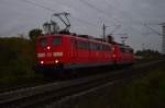151 103-9 und 151 068-4 als Lokzug auf der Kbs 495 in Richtung Krefeld fahrend bei Kaarst Broicherseite.25.10.2015