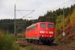 151 132-8 DB Schenker bei Steinbach im Frankenwald am 23.10.2015.