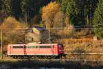 151 058-5 DB Schenker bei Steinbach im Frankenwald am 03.11.2015.