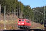 151 058-5 DB Schenker im Frankenwald bei Steinbach am 03.11.2015.