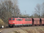 Ein leerer Erzzug am Abzweig vom Güterbahnhof Beddingen/ Geitelde, kurz vor der Ausfahrt.