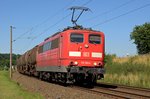 DB Cargo 151 143 mit einem kurzen Kesselwagenzug in Richtung Osnabrück (Laggenbeck, 19.07.16).