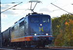 Hectorrail 162.008 Name: Damiel	(91 80 6151 003-1 D-HCTOR) mit Kesselwagenzug (leer) Richtung Stendel am 24.10.18 Berlin-Wuhlheide.