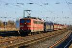 151 031-2 RP mit Güterzug in Neubeckum, Februar 2022.
