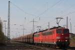 RBH 262 (151 152)+RBH 272 (151 081) zogen am 22.4.13 einen Kohlezug von Oberhausen-West nach Plochingen durch Ratingen-Lintorf.