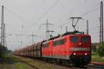 RBH 264 (151 143)+ RBH 274 (151 127) am 11.6.13 mit einem Kohlezug von Oberhausen-West nach Plochingen in Ratingen-Lintorf.