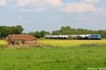 Die EGP 151 mit einem Silozug am 25/04/2014 in der Aussenkurve in Scharmede bei Paderborn in Richtung Soest.