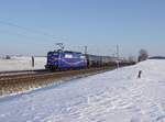 Die 151 033 mit einem Kesselzug am 20.01.2017 unterwegs bei Ramelsbach.