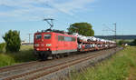 151 034 schleppte am 12.06.17 einen Audizug durch Retzbach-Zellingen Richtung Gemünden.