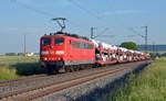 Am Abend des 13.06.17 schleppte 151 069 einen Autozug durch Retzbach-Zellingen Richtung Gemünden.