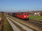 Die 151 086 mit einem Güterzug am 17.11.2018 unterwegs bei Lehrberg.