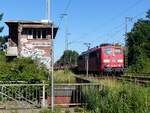 151 086 mit Eisenzug von Hanekenfähr am ehemaligen Bk Bentlage in Rheine, 20.07.16