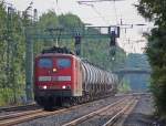 151 023-9 mit einem Güterzug aus Aachen-West Richtung Viersen bei der Durchfahrt in Geilenkirchen, 18.8.10