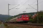 151 109 schob auch diesen Güterzug am 06.10.2013 über die Höhen des Frankenwalds.