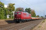 TrainLog 151 081-7 D-TVLG mit Schwellenzug am 19.08.2022 bei Dettingen am Main in Fahrtrichtung Hanau
