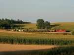 Die 151 025 mit einem Autozug am 02.09.2016 unterwegs bei Obermarbach.