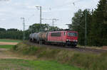 155 006-0 mit einem Kesselwagenzug Richtung Hof bei Feilitzsch, 29.08.2016