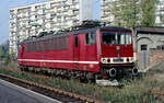 Aujf dem Gelände des Bayrischen Bahnhofs in Leipzig stand am 14.10.1990 die 250 041.