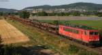 155 080-5 mit einem leeren Autotransportzug in Grosachsen-Hedesheim 24.7.08