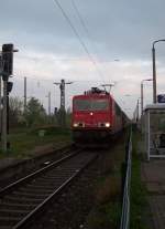 BR 155 135 wartet auf weiter fahrt in Bhlen / Lippendorf in richtung Altenburg 23.04.2009 um 7:15