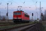 155 046 am 02.12.09 Lz aus Rostock auf dem Weg nach Poppendorf.