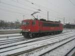 Hier 155 177-4, bei der Durchfahrt am 7.1.2010 durch Angermnde.