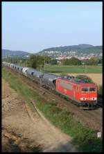 Mit einem Staubzug konnte 155 154 am 24.9.2006 bei Grosachsen-Heddesheim aufgenommen werden.