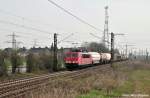 Schnapszahl 155 111-8 mit einem gemischten Gz,hat soeben Lehrte verlassen (Ahlten 08.04.10)