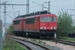 155 175 und eine Schwesterlok warten in Zwickau(Sachs.)auf ihre nchsten Aufgaben.01.05.10.