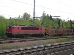 155 111-8 stand am 09.05.10 mit einem Gterzug im oberem Bahnhof Reichenbach/V.