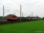 Der zweite Gterzug Richtung Frankfurt/Oder Oderbrcke war mit 155 218-1 am 1.Mai bespannt und durchfuhr langsam Lpten.