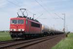 155 218-1 mit einem Kesselwagenzug nach Dormagen in Neuss-Allerheiligen am 29.05.2010