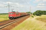 Br 155 203-3 mit ein Stahlzug in Nudow 24/06/2010.