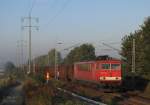 155 217-3 kam am 11.10.2010 mit einem Gterzug durch Diedersdorf gefahren.