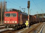 Auch am 27.Januar 2011 ging es fr 155 224 ber die Gtergleise in Bergen/Rgen.