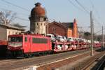 155 219-9 mi VW Autozug am 28.02.2011 in Rathenow