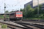 Die BR 155 201-7 von Railion rangiert in Aachen-West bei Sonnewetter.