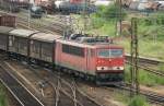 155 261-1 mit einen sehr langen Gz in Leipzig-Engelsdorf,am Ende schob 155 236-3 nach 13.06.2011