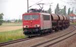 155 148 zog am 02.07.11 einen Gterzug durch Niemberg Richtung Halle(S).