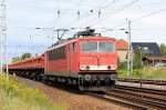 155 105-0 nach der Durchfahrt durch den Bahnhof Berlin Schnefeld Flughafen in  Richtung Genshagener Heide am 11.