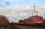 Auf gehts mit neuer Kamera: 155 272 zieht einen gemischten Gterzug durch Ratingen-Lintorf (18.12.2011)