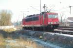 E-Lok 155 215 auf Abstellgleis in Reichenbach/Vogtl. am 10.12.2002