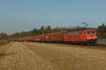 155 134-9 ist mit dem Audizug am 03.01.2012 bei Waghusel