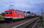 155 184-5 MEG Lok 703 vor Gterzug nach Buna, KBS 340 Magdeburg - Halle - Leipzig, fotografiert bei der Durchfahrt Weiandt-Glzau am 09.07.2011 