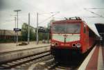 Im April 1999 kam 155 211 mit einer RB in Salzwedel an.Es waren Schulungsfahrten.(Scanfoto)