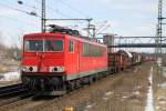 155 013 mit gemischtem Gterzug am 26.03.2013 in Brandenburg/Havel 