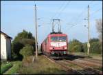 BR 155 093-8 im Orientroten Lack vom Rostocker Seehafen nach ???.