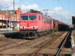 Am 24.10.2013 kam 155 132 mit einem Kalizug aus Richtung Magdeburg durch Stendal und fuhr weiter Richtung Hannover.
