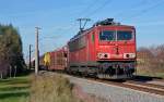 155 191 zog am 31.10.13 einen gemischten Gterzug durch Greppin Richtung Bitterfeld.